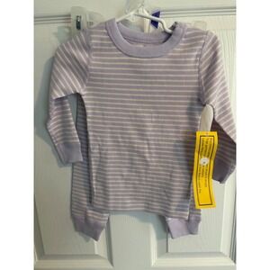 Moon and Back by Hanna Andersson Pajamas 85cm US 2T Lavender White Stripe Snug